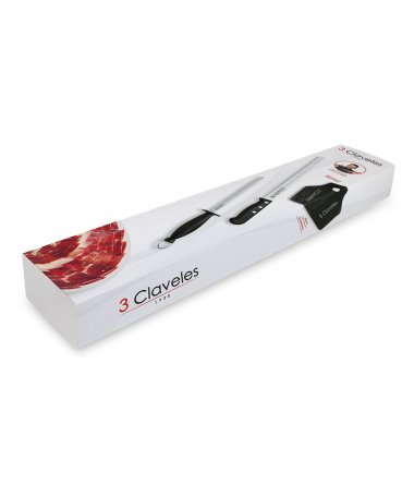 Kit couteau à jambon avec alvéoles 29cm et fusil + couverture à jambon B 3C